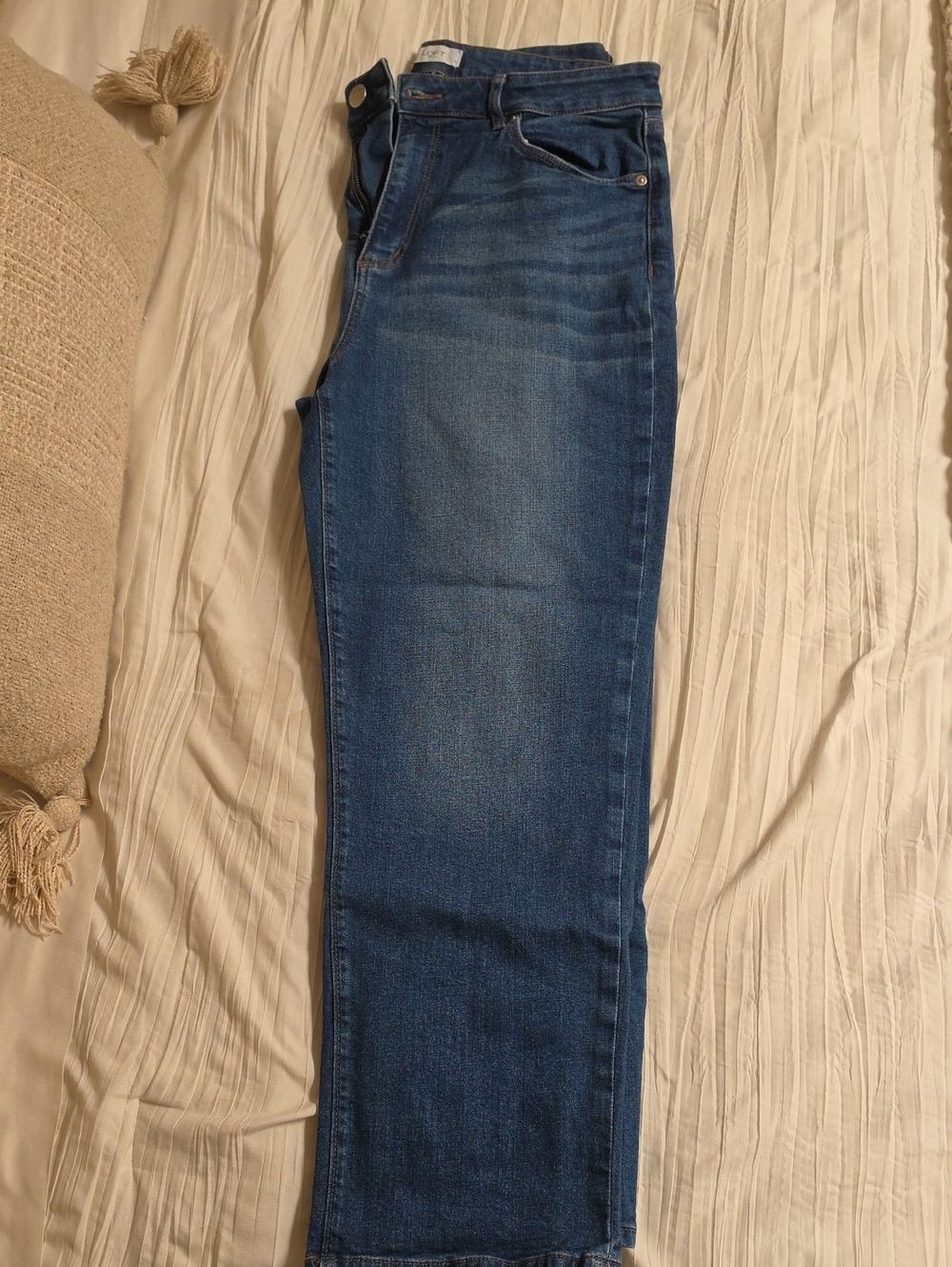 LOFT Classic Straight-Leg Jeans in Mid Blue Wash